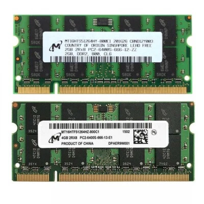 Lot Micron 8GB/4GB/2GB 2Rx8 PC2-6400 200Pin DDR2 800Mhz SODIMM RAM Laptop Memory - Image 1 of 4
