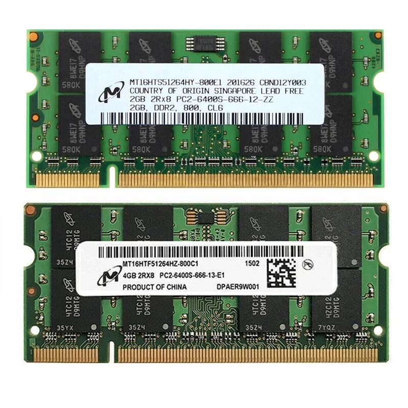 Lot Micron 8GB/4GB/2GB 2Rx8 PC2-6400 200Pin DDR2 800Mhz SODIMM RAM Laptop Memory - Image 1 of 4