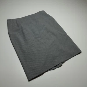 Ann Taylor Pencil Skirt Womens 2P Petite Pinstripe Gray Flexible Corpcore Modern - Picture 1 of 14