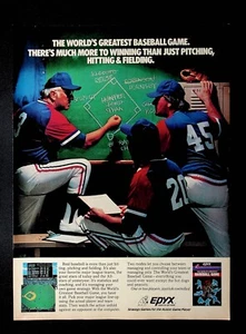 1983 Epyx The World's Greatest Baseball Game Video Game Vintage Print Ad - Picture 1 of 1