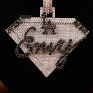 Stilvoller individueller Name-Anhänger 3 kt rundschliff Moissanit Neid 14 kt Weißgold vergoldet - Bild 1 von 10