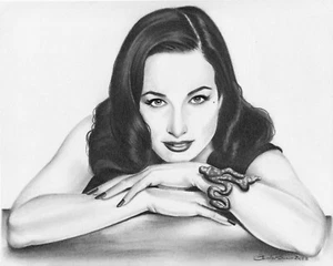 Dita Von Teese 8x10 Original Graphite Drawing Pin Up Girl - Picture 1 of 5