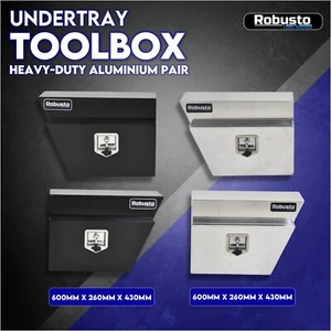 600mm Pair of Undertray Toolbox in Aluminium Under Tray Underbody Tool Box UTE - Picture 1 of 23