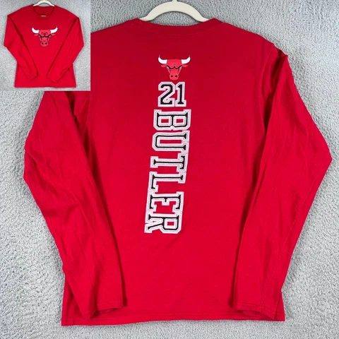 Chicago Bulls Shirt Adult Small Jimmy Butler #21 Red Fanatics Long Sleeve NBA Cover