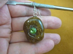 PP2-8 Real MOOSE POOP Green rhinestone doo silver 1 single earring WEIRD poo doo - Picture 1 of 1