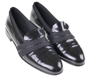 Bally Black Leather Grosgrain Opera Pumps Tuxedo Loafers Shoes Slippers 10 D - Picture 1 of 9