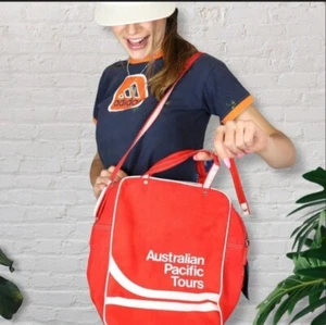APT Retro Red Bag Australian Pacific Tours Gym Sports Aviation 60s 70s Vintage  - Picture 1 of 17