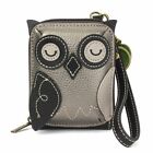 NEW CHALA TAN BRONZE OWL RFID CREDIT CARD HOLDER ZIPPERED WALLET FAUX LEATHER