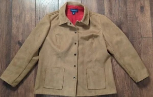 Evan-Picone Woman Camel Faux Suede Snap Down Jacket w/ Lining & Pockets Size 1X - Picture 1 of 16