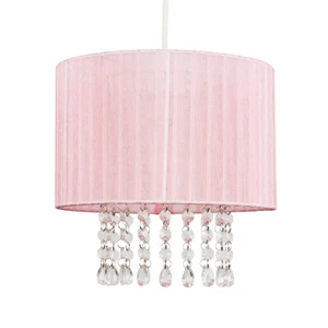 Drum Ceiling Light Shade Modern Voile Easy Fit Lampshades Jewel Droplets Lights - Picture 1 of 30
