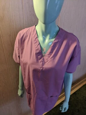 Crest Purple Medium Scrub Top Medical Nurse Veterinarian Vet-tech V Neck  - Image 1 of 4