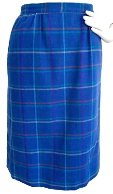 Falda midi a cuadros Pendleton años 90 talla X-pequeña bolsillos de lana virgen acampanada azul EE. UU. Foto 1 de 4