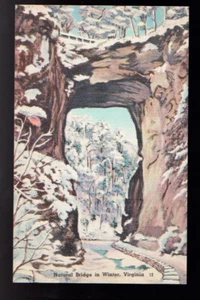 VIRGINIA VA 1950 Natural Bridge in Winter Linen Snow postcard - Foto 1 di 2