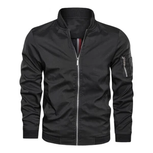 Mens Full-Zip Jacket Lightweight Windbreaker Casual Spring Fall Thin Coat - Picture 1 of 18
