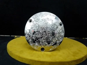 HARLEY DAVIDSON CUSTOM HANDGRAVIERT 3 LOCH DERBY ABDECKUNG VERCHROMT 6,3" DURCHMESSER - Bild 1 von 23