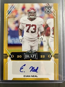 EVAN NEAL 2022 Leaf Draft GOLD AUTO #BA-EN1 ROOKIE Alabama Crimson Tide OT - Picture 1 of 2