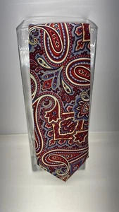 Corbata Chaps Paisley 100 % seda roja blanca azul gris - Imagen 1 de 4