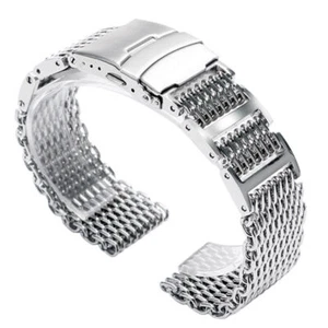 20/22/24mm Silver Bracelet Stainless Steel Shark Mesh Watch Band Wrist Strap HQ - Picture 1 of 9