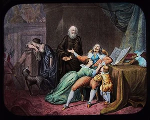 Glass Magic Lantern Slide KING CHARLES I BIDDING FAREWELL TO CHILDREN C1890 - Picture 1 of 2