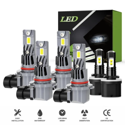 For 2002-2007 Buick Rendezvous Combo LED Headlights Hi/Lo Beam+Fog Light Bulbs — 第 1/4 张图片