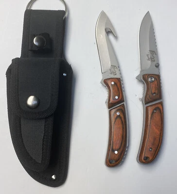 Frost Cutlery 2-knife Fixed/Folding Combo w/ Sheath- Pre-Owned/Unused -Field Pro - Image 1 of 4