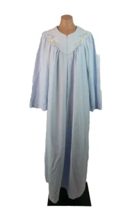Vtg Periwinkle SHADOWLINE Zip Hostess Peignoir Lounging ROBE Fleece Floral NWT M - Picture 1 of 11