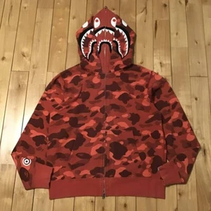 BAPE Camo Shark Full Double ZipHoodie - Red - Picture 1 of 9