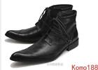 Mens Western leather cowboy italian ankle boots pointed toe dress wedding shoes