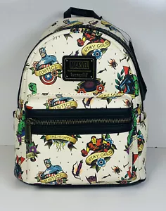 Marvel Flash Tattoo Comic Loungefly Mini Backpack IRON MAN CAPTIAN AMERICA NWT - Picture 1 of 12