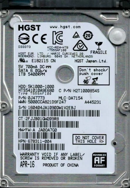 HGST Festplatte (HDD)  Z7K500 500GB (2,5", 7 mm) SATA 6.0Gb/s 7200RPM - Bild 1 von 1