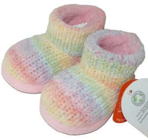 New Baby Girl Boots Pink Rainbow Knit Wonder Nation Easy On/Off - Picture 1 of 2