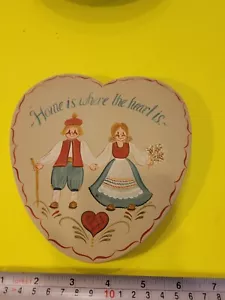FOLK ART Farmer and Wife Plate Hand Painted Heart Board - Picture 1 of 2