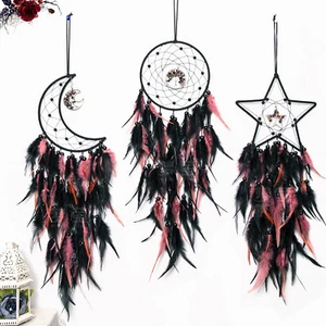 Pink Black Dream Catcher Moon Star Dreamcatcher Bedroom Hanging Decorations Gift - Picture 1 of 10