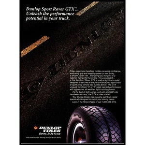 1995 Dunlop Reifen Sport Rover GTX Reifen Vintage Print Werbung schwarz Asphalt Wandbild - Bild 1 von 1
