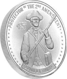 Protector TRUMP 1 OZ Plata Redondo .999 BU MAGA Segunda Enmienda L/E 0378/4500 - Imagen 1 de 2