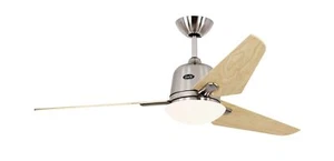 Energy saving Ceiling Fan Lamp Eco Aviatos 132 CM Chrome Matt / Maple Decor - Picture 1 of 3