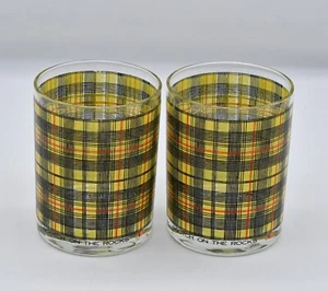 Vintage Cera "Scotch On The Rocks" Tartan Plaid Old Fashioned Tumblers Set - Picture 1 of 9