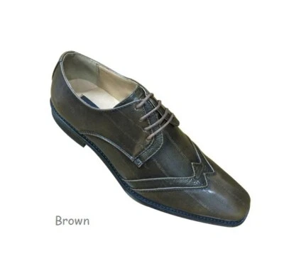 Sapatos sociais masculinos Oxfords de couro sintético ponta asa 5758 oliva, preto - Imagem 1 de 3