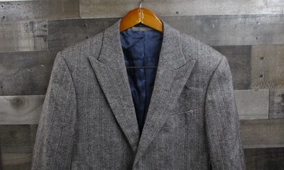 Suitsupply Washington Blazer Mens 42L Gray Herringbone Wool Cashmere Suit Jacket - Image 1 of 4