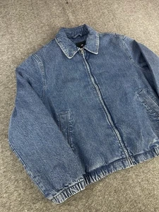 NWT H&M Denim Jacket Mens XL Blue Regular Fit Pocketed Collared Full Zip Classic - Picture 1 of 8