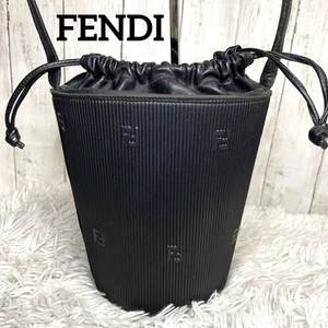 Fendi FF Logo Bucket Shoulder Bag Black Drawstring Leather Vintage Style - Picture 1 of 24