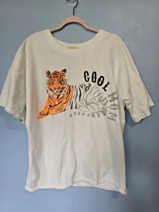 Judith March Cool Mom Tiger Print Tee White L-XL? - Picture 1 of 10