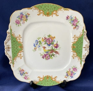 Paragon Rockingham Green Cake Plate 1933 Early Back Stamp - Picture 1 of 4