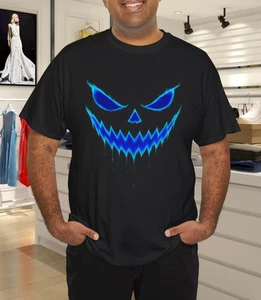Jack O Lantern Evil Pumpkin Face Creepy Scary Halloween T-Shirt - Bild 1 von 6