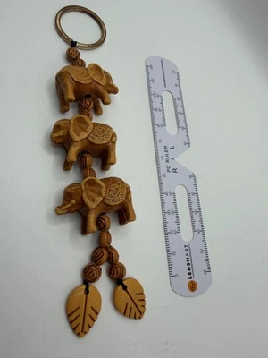 Handmade Elephant Keychain Boho 4” Resin Beads Good Luck Charm Gift Ethnic Style - Image 1 of 4