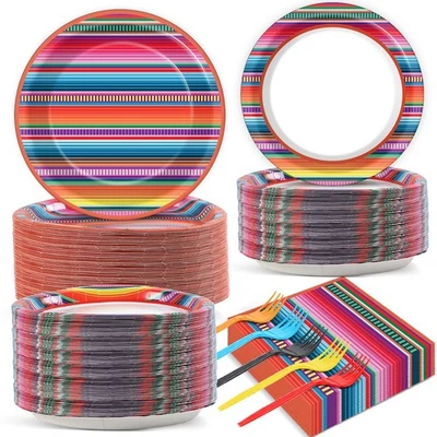 50 Invitados Serape Mexicano Fiesta Platos y Servilletas Suministros de Fiesta Mayo Party... Foto 1 de 4