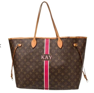 Authentic Louis Vuitton LV Monogram Neverfull GM - Monogrammed KAY - Pink Stripe - Picture 1 of 24