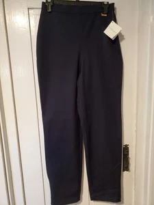 St John Sport Navy Blue Stretch Trousers Side Zip Pants Womens Size 2 NWT $195 - Picture 1 of 7