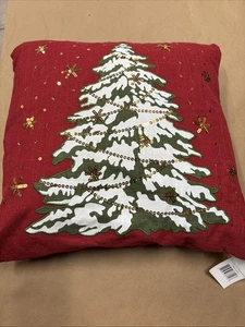 Saro S Colección Estilo de Vida LED Iluminado Rojo Árbol de Navidad Almohada 16" x 16" - Imagen 1 de 1