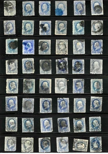 Collection 48 Sc #206 & ?  Shades Cancels 1 Cent Franklin 1871-83 US 29-10 - Picture 1 of 4